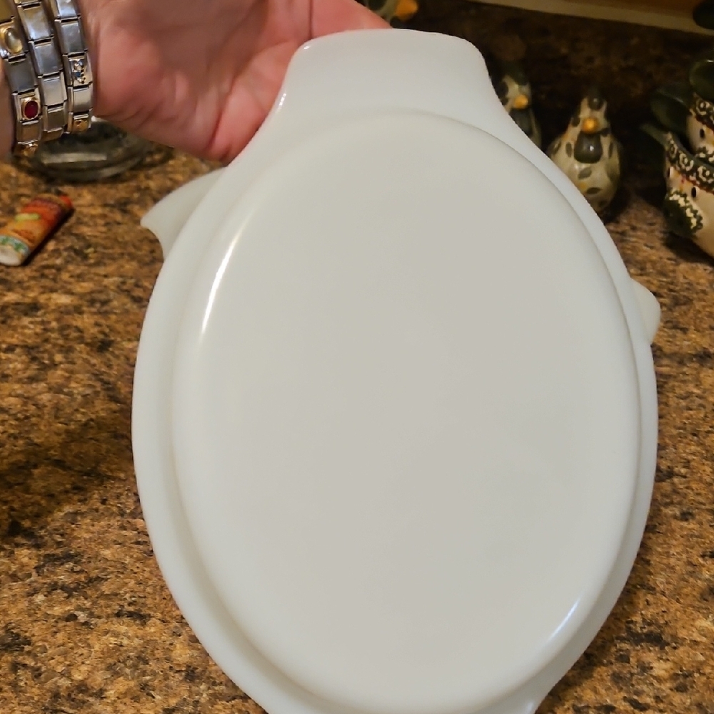 Vintage Fire King Anchor Hocking Pyrex Casserole Dish W/ Lid oval Candle glow - Picture 6 of 11